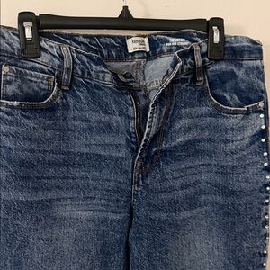 Kensie Men's Dark Blue Straight Leg Jeans with Side Studs